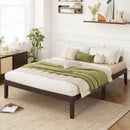 Full Size Wood Bed Frame with Wooden Slats Support and Rubber Wood Legs by LJGDeals