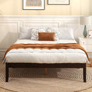 Full Size Wood Bed Frame with Wooden Slats Support and Rubber Wood Legs-Espresso