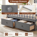 Full Size Wooden Platform Bed Frame with Storage Drawers