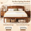 Full Size Wooden Platform Bed Frame with Curved Headboard