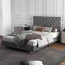 Full/Queen Size Upholstered Bed Frame with Velvet Headboard by LJGDeals
