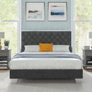 Full/Queen Size Upholstered Bed Frame with Velvet Headboard by LJGDeals