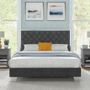 Full/Queen Size Upholstered Bed Frame with Velvet Headboard by DirectDeals