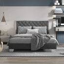 Full/Queen Size Upholstered Bed Frame with Velvet Headboard by LJGDeals