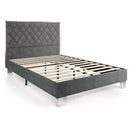 Full/Queen Size Upholstered Bed Frame with Velvet Headboard by LJGDeals