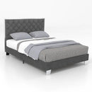 Full/Queen Size Upholstered Bed Frame with Velvet Headboard by DirectDeals