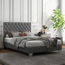 Full/Queen Size Upholstered Bed Frame with Velvet Headboard by DirectDeals