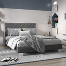 Full/Queen Size Upholstered Bed Frame with Velvet Headboard by LJGDeals