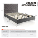 Full/Queen Size Upholstered Bed Frame with Velvet Headboard by DirectDeals