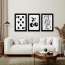 Black and White 8 Ball Cherry Art Set of 3 Prints by Wall Art Set