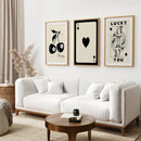 Beige Queen of Hearts Retro Wall Art Poster by Wall Art Set