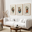 Funny Frog and Cat. Japanese Art. Matsumoto Hoji Poster by Wall Art Set