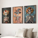 Cozy Floral Skeleton Wall Art Decor Poster Set by Wall Art Set