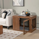 Furniture Dog Crate with Cushion and Double Doors-Walnut by LJGDeals