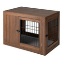 Furniture Dog Crate with Cushion and Double Doors-Walnut by LJGDeals
