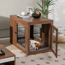 Furniture Dog Crate with Cushion and Double Doors-Walnut by LJGDeals