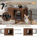 Furniture Dog Crate with Cushion and Double Doors-Walnut by LJGDeals