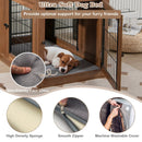 Furniture Dog Crate with Cushion and Double Doors-Walnut by LJGDeals