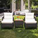 5 Pieces Patio Conversation Set with Cushions Coffee Table and 2 Ottomans by LJGDeals