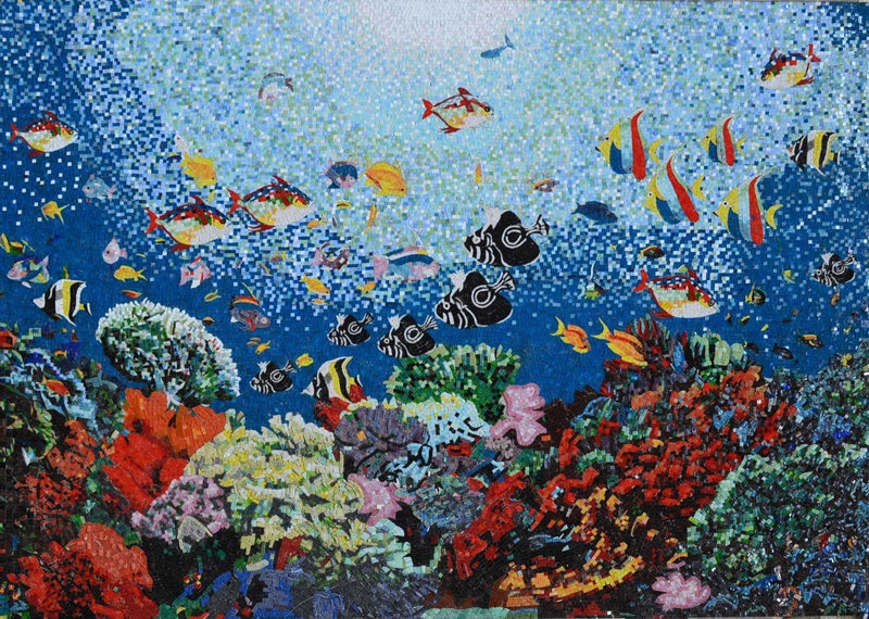 Aquatic Ocean Scene Glass Mosaic Pool Tiles