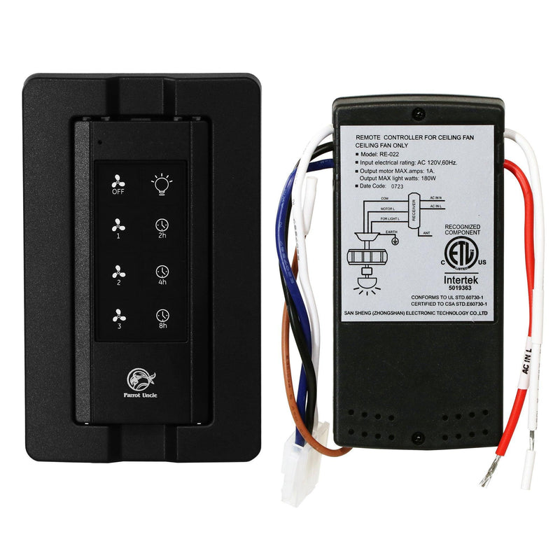 Parrot Uncle Ceiling Fan Remote Control and Receiver Kit with Wall Holder GA030