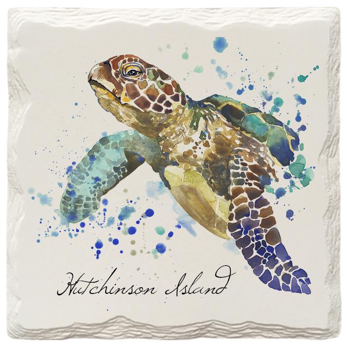 Hutchinson Island Watercolor Sea Turtle Coaster Set