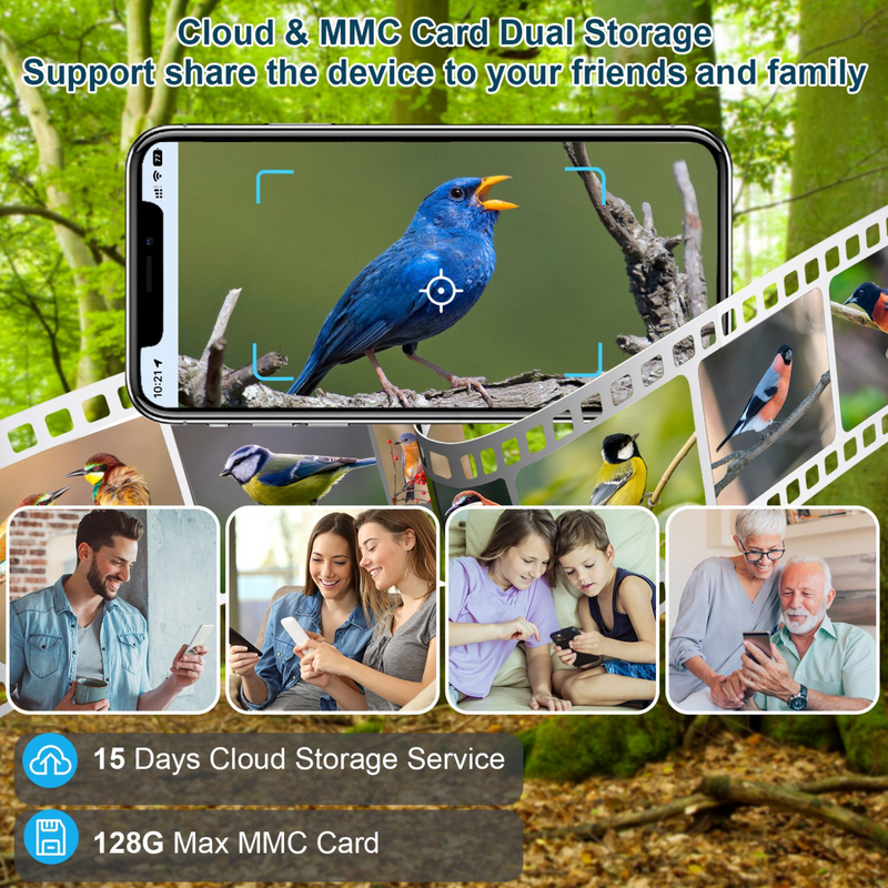 Smart Bird Feeder with Solar Powered Camera 1080P HD AI Identify PIR Motion Auto Capture Video Cloud Card Storage WiFi Connection App Control IP65 Wat, photo 14 of 14