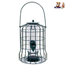 Outdoor Wild Bird Feeder Squirrel-Proof Chew-Proof Metal Hanging Seed Feeder with 4 Feeding Ports for Small Songbirds