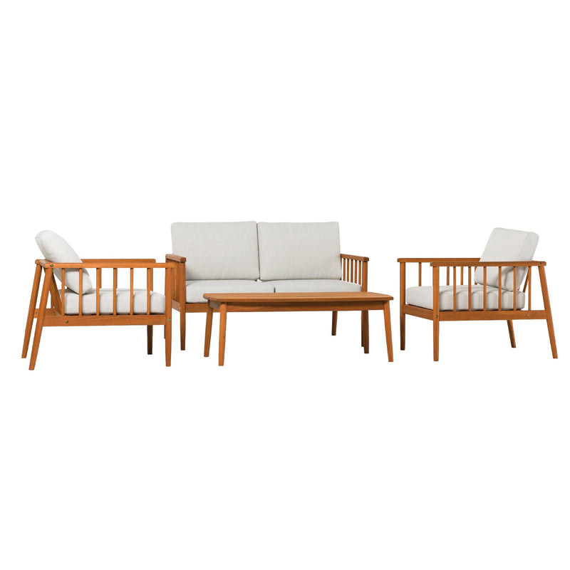 Circa Modern 4-Piece Solid Wood Spindle Patio Chat Set