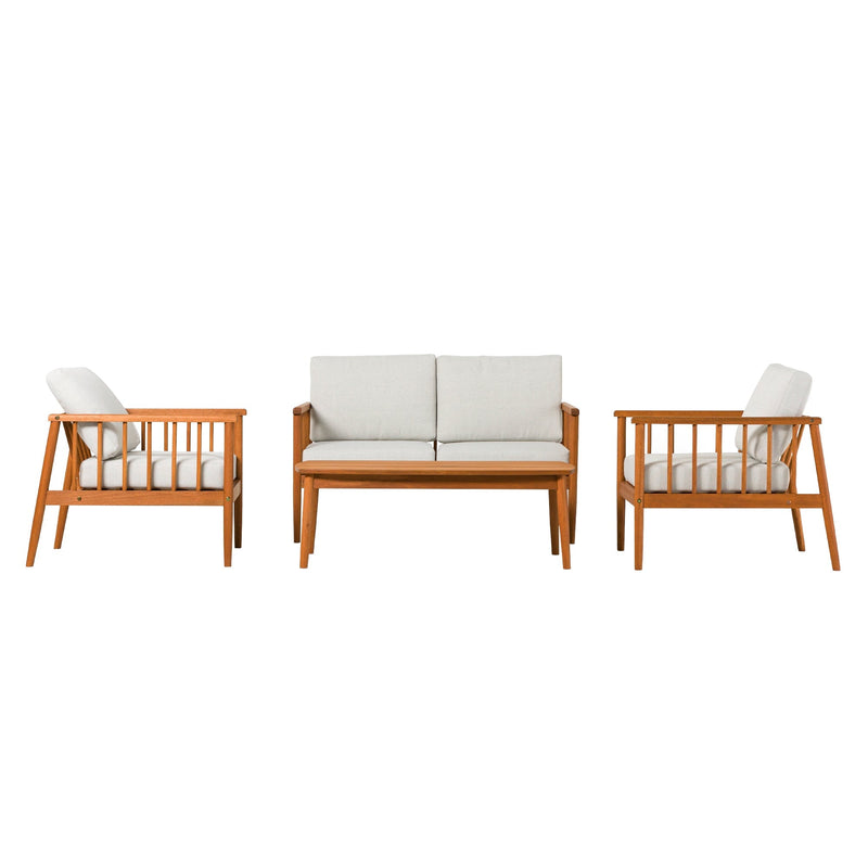 Circa Modern 4-Piece Solid Wood Spindle Patio Chat Set