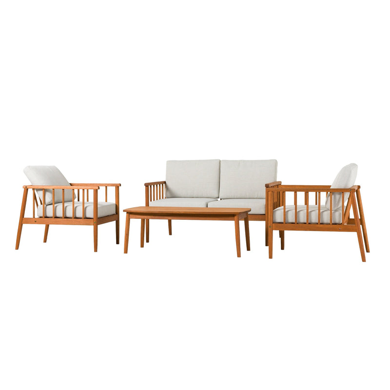 Circa Modern 4-Piece Solid Wood Spindle Patio Chat Set