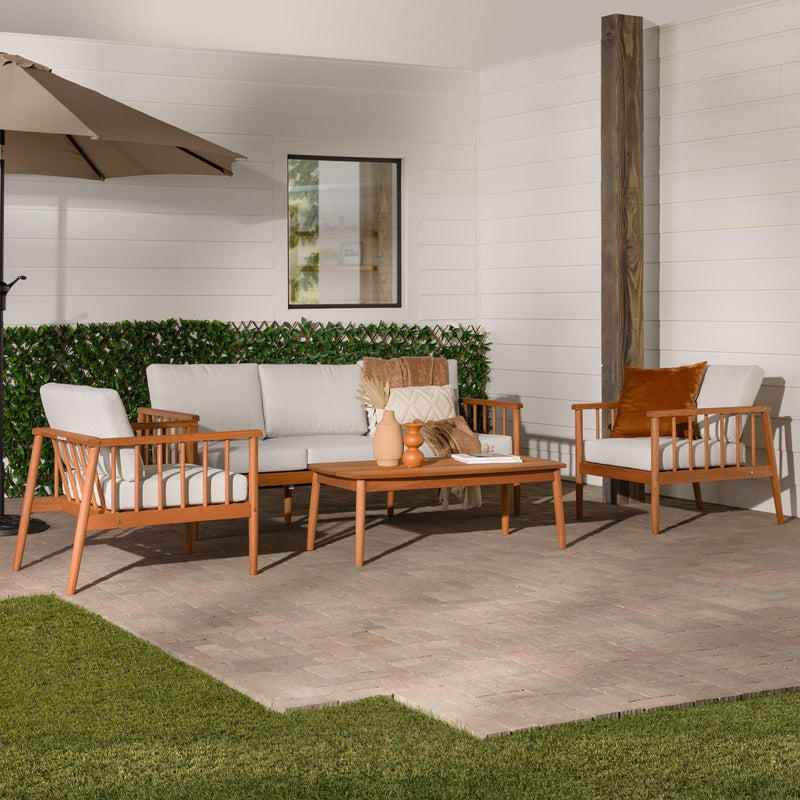 Circa Modern 4-Piece Solid Wood Spindle Patio Chat Set