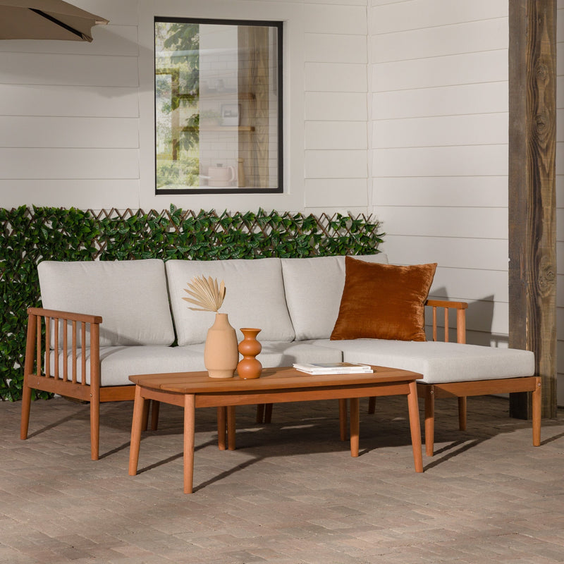 Circa Modern 4-Piece Spindle Solid Wood Outdoor L-Shaped Sectional Set