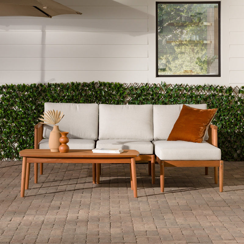 Circa Modern 4-Piece Spindle Solid Wood Outdoor L-Shaped Sectional Set