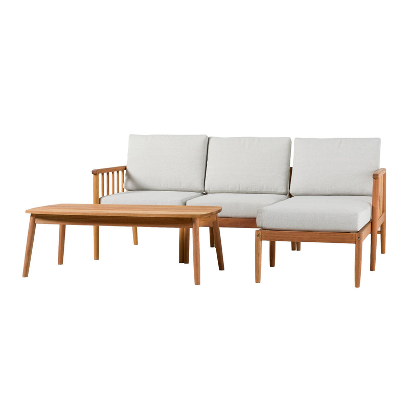 Circa Modern 4-Piece Spindle Solid Wood Outdoor L-Shaped Sectional Set