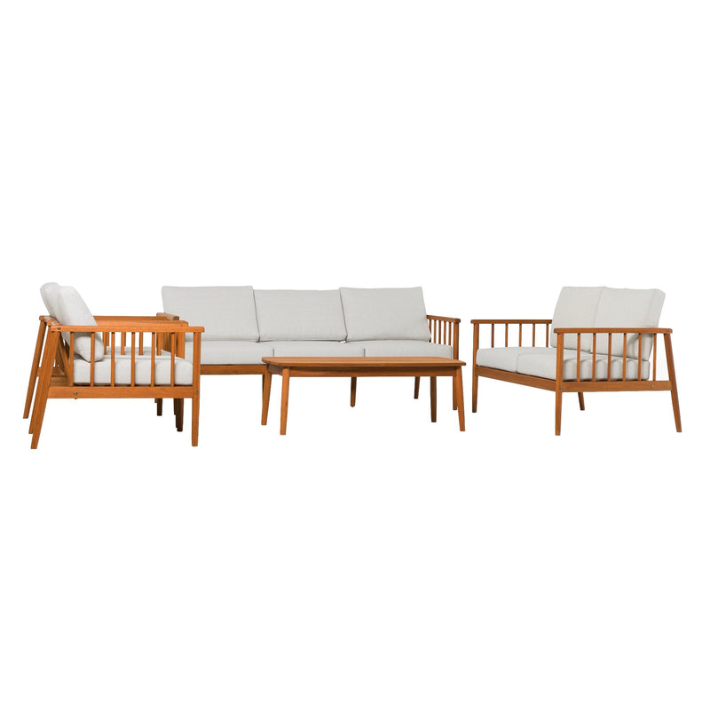 Circa Modern 5-Piece Solid Wood Spindle Patio Chat Set