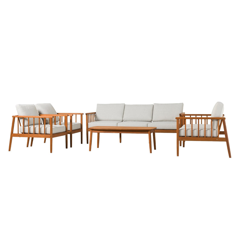 Circa Modern 5-Piece Solid Wood Spindle Patio Chat Set