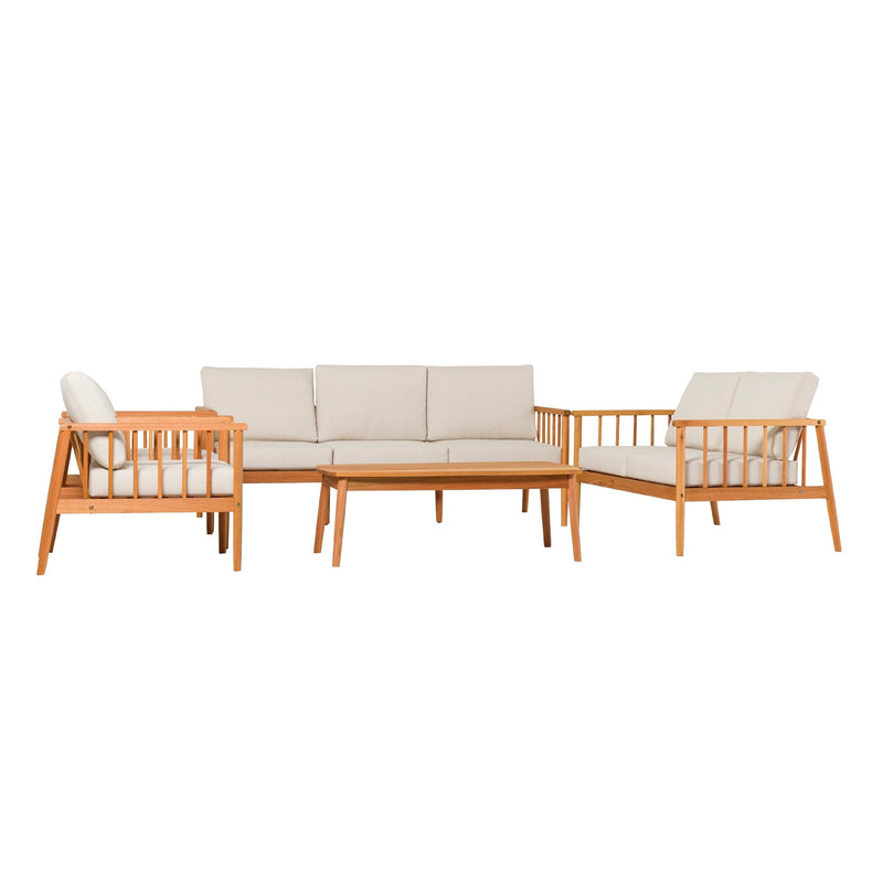 Circa Modern 5-Piece Solid Wood Spindle Patio Chat Set