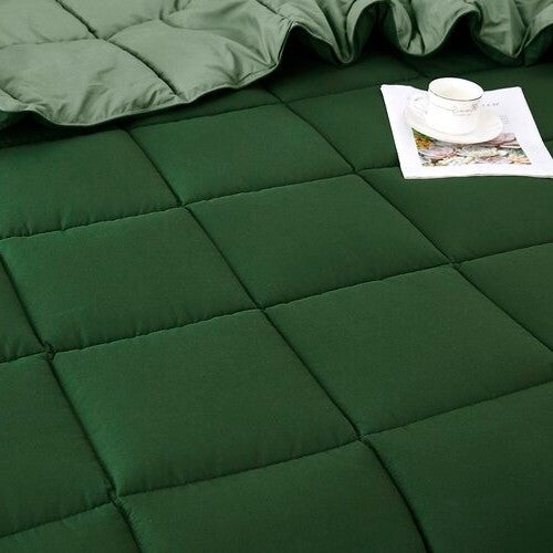 Full/Queen Traditional Microfiber Reversible 3 Piece Comforter Set in Green, photo 3 of 5