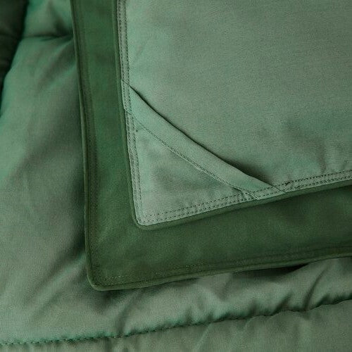 Full/Queen Traditional Microfiber Reversible 3 Piece Comforter Set in Green, photo 5 of 5