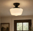 Large Milk Glass Schoolhouse Ceiling Light | 12" by The Lamp Goods