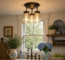 Mason Jar LIGHT FIXTURE New Quart Chain Trio by The Lamp Goods