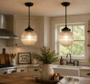 Factory Antique Large Glass Holophane Pendant Light by The Lamp Goods