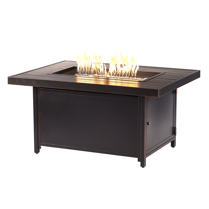 Aluminum 48-in Rectangular Propane Fire Table, Beads, Covers and Lid