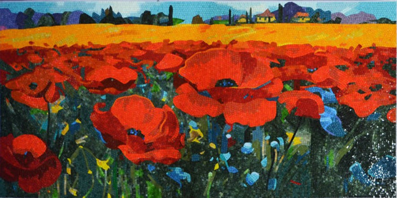 Poppy Field - Glass Mosaic Art