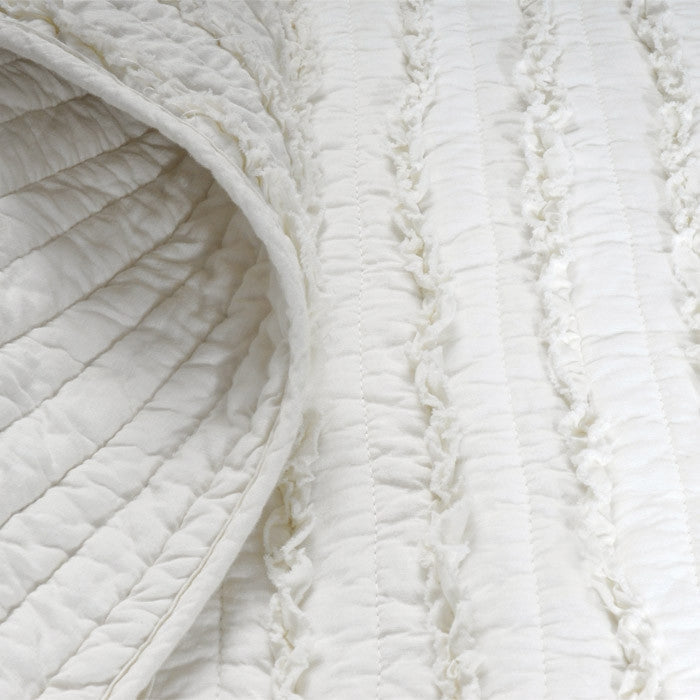 Twin Oversized 3-Piece Quilt Set White 100% Cotton Ruffles Pre-Washed, photo 2 of 2
