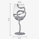 Stemmed Snake Wine Glass | Set of 2 | 19oz Spooky Reptile Glasses 10" H (Silver)