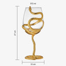 Stemmed Snake Wine Glass | Set of 2 | 19oz Spooky Reptile Glasses 10" H (Gold)