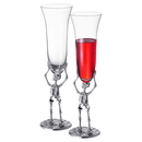 Stemmed Skeleton Champagne Flute Glass | Set of 2 | 7.5oz