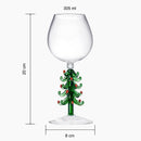 Crystal Green Christmas Tree Wine Glasses - Set of 2, 10oz